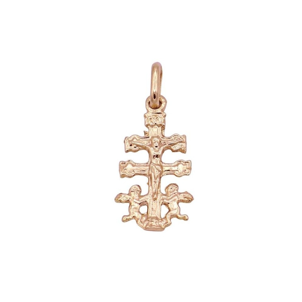 24-601 - Cruz de Caravacade oro 18k de 18x9 mm + anilla