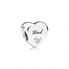 Charm Pandora Amor de Papá de plata con circonita transparente y grabado "Dad"
