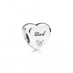 Charm Pandora Amor de Papá de plata con circonita transparente y grabado "Dad"