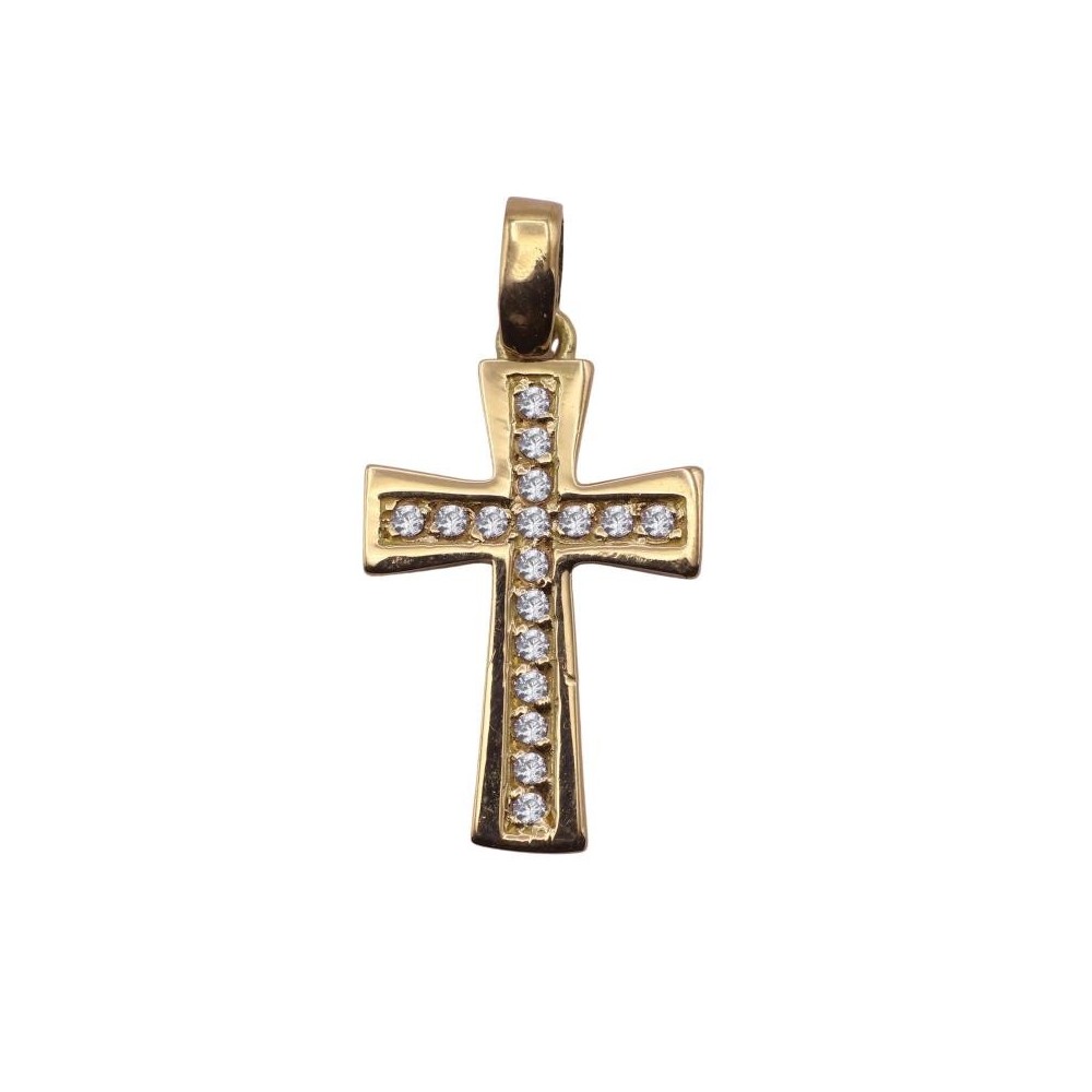 VI-00008 - Cruz de oro 18k con 17 circonitas