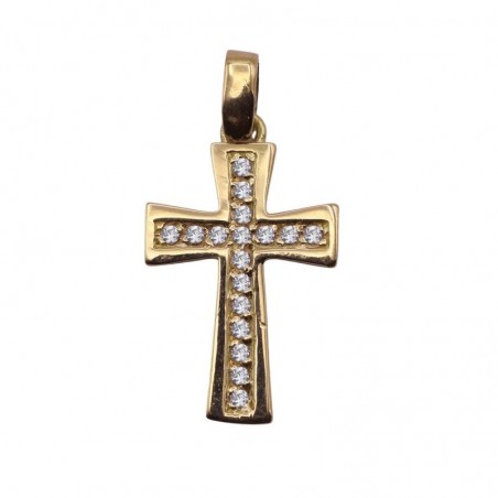 VI-00008 - Cruz de oro 18k con 17 circonitas