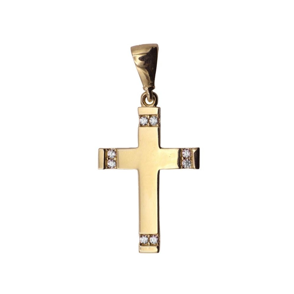 VI-00009 - Cruz de oro amarillo 18k con 8 circonitas