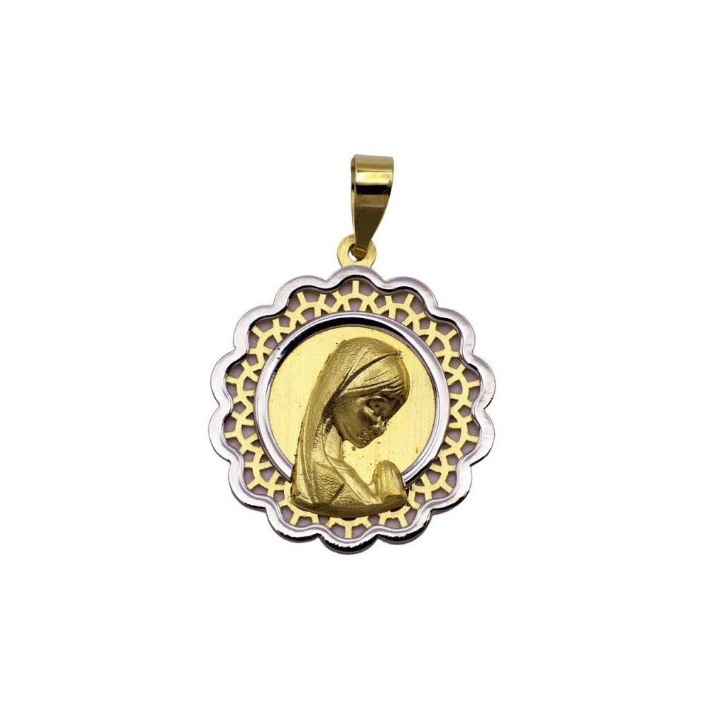 Medalla bicolor de oro 18 kilates con imagen Virgen Niña
