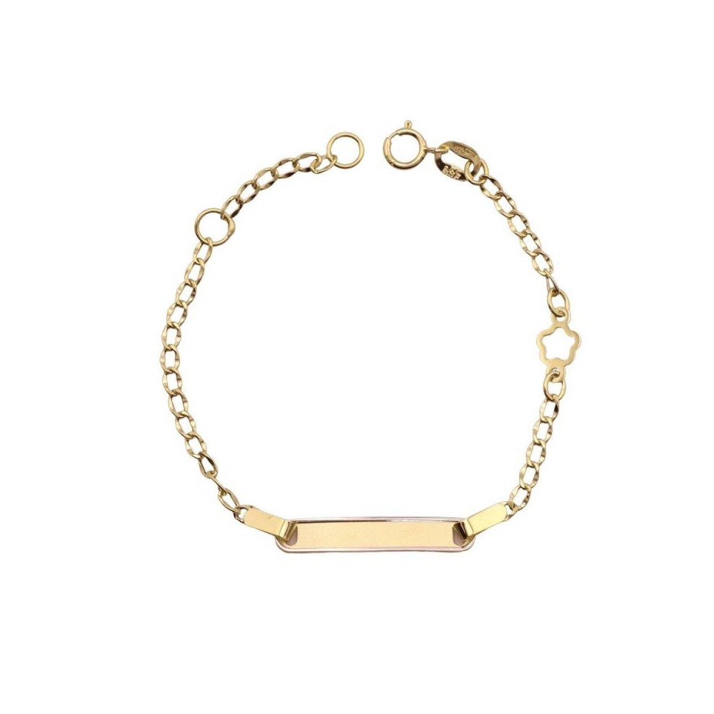 M-2123454AB - Pulsera con chapa de oro 18k para grabación para bebé