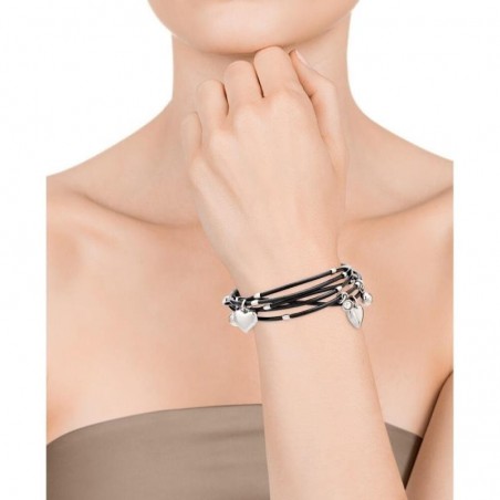 75238P01010 - Pulsera Viceroy Fashion de acero multi con piel negra y corazones para mujer