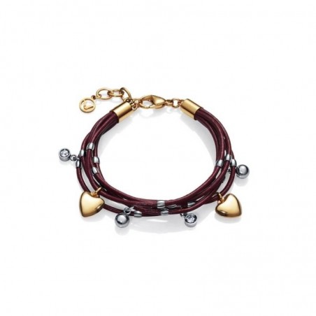 75238P01017 - Pulsera Viceroy Fashion multi de acero y piel roja con corazones para mujer