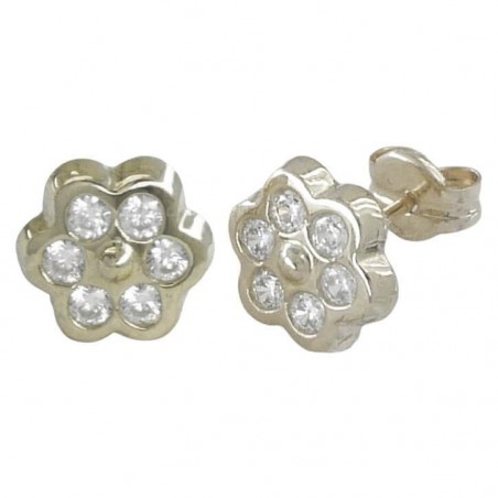 RR-00857 - Pendientes de oro blanco de 18k con 12 circonitas