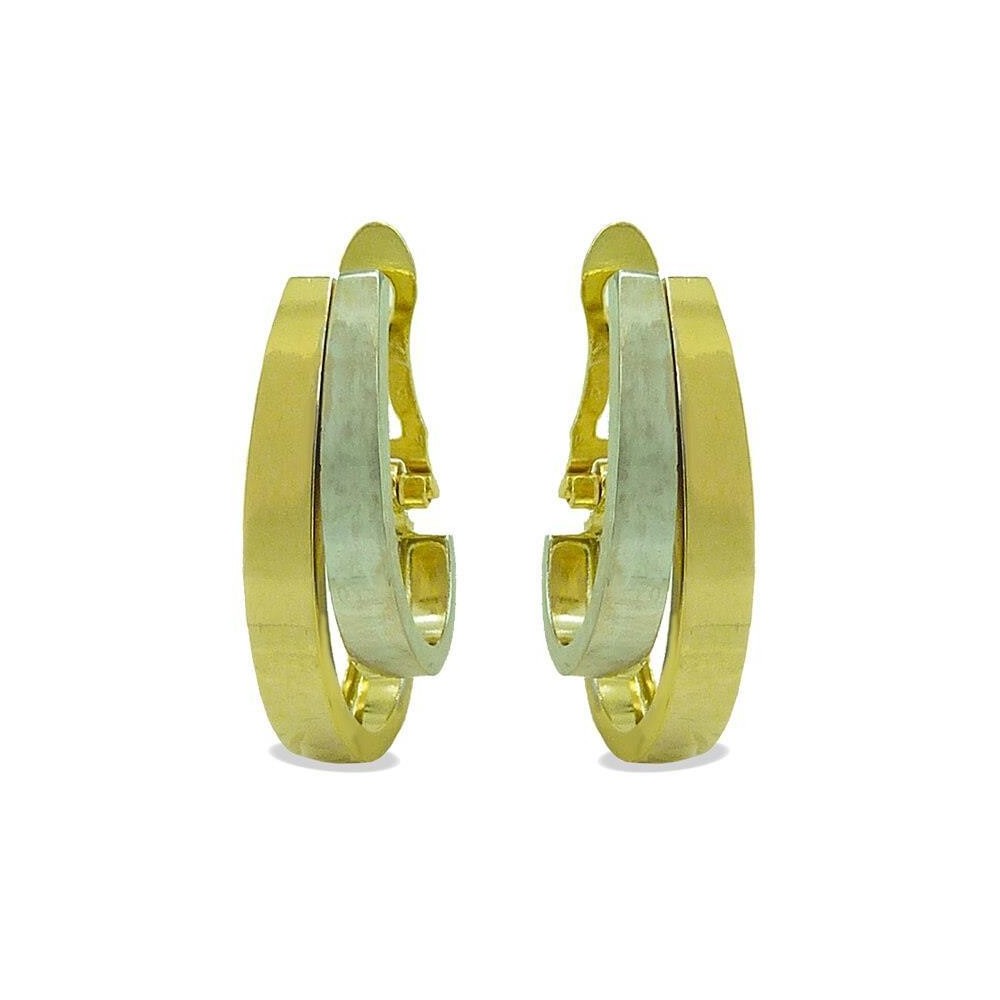 RR-00863 - Pendientes de oro de ley de 18k bicolor de doble aro