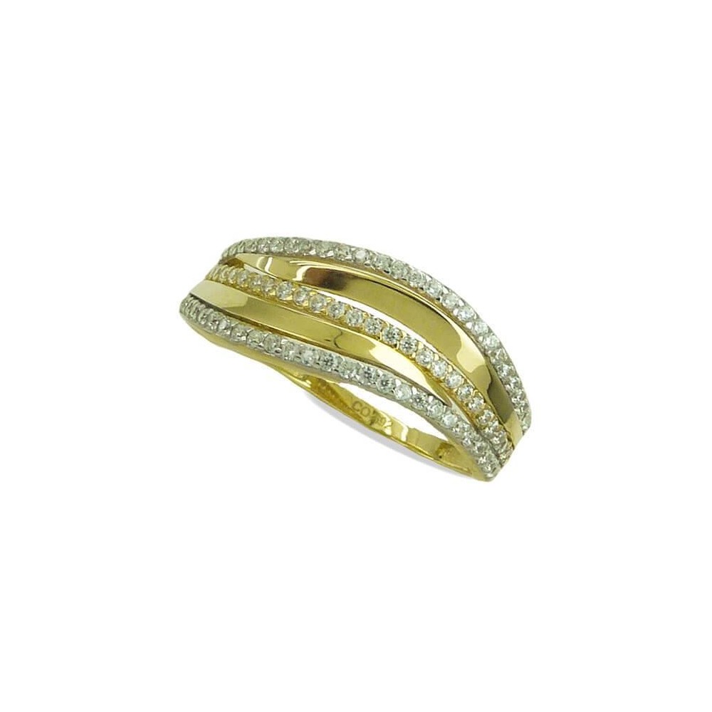 RR-00869 - Anillo de oro amarillo de 18k bicolor con circonitas