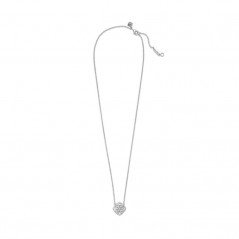 399370C01-45 - Collar Pandora de plata con flor rosa con circonita cúbica transparente