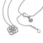 Collar Pandora de plata con flor rosa con circonita cúbica transparente