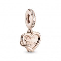 Charm Pandora de plata Rose Corazón e infinito con circonitas cúbicas transparentes