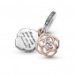 Charm Pandora Flor Rose de plata colgante con esmalte brillante y circonita cúbica