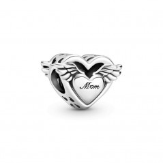 799367C00 - Charm Pandora de Mamá con corazón con alas en plata de ley