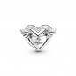Charm Pandora de Mamá con corazón con alas en plata de ley