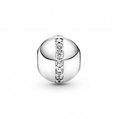 799403C01 - Clip Pandora de plata de ley con circonitas cúbicas transparentes y sujección de silicona