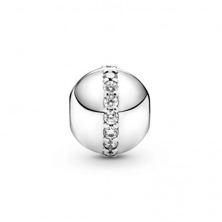 Clip Pandora de plata de ley con circonitas cúbicas transparentes y sujección de silicona