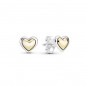 Pendientes Pandora de plata con corazón de oro 14k