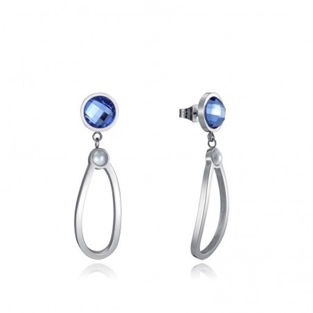 Pendientes Viceroy Fashion de acero, perla y cristal azul