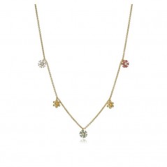 Collar Viceroy Jewels de plata dorada con flores y circonitas de color