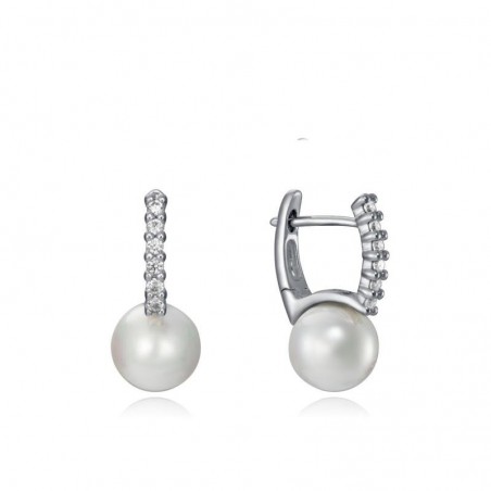 Pendientes Viceroy Jewels de plata de ley barra con circonitas y perla