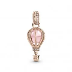 Charm Globo de Aire caliente Pandora Rose con cristal rosa y circonitas cúbicas claras