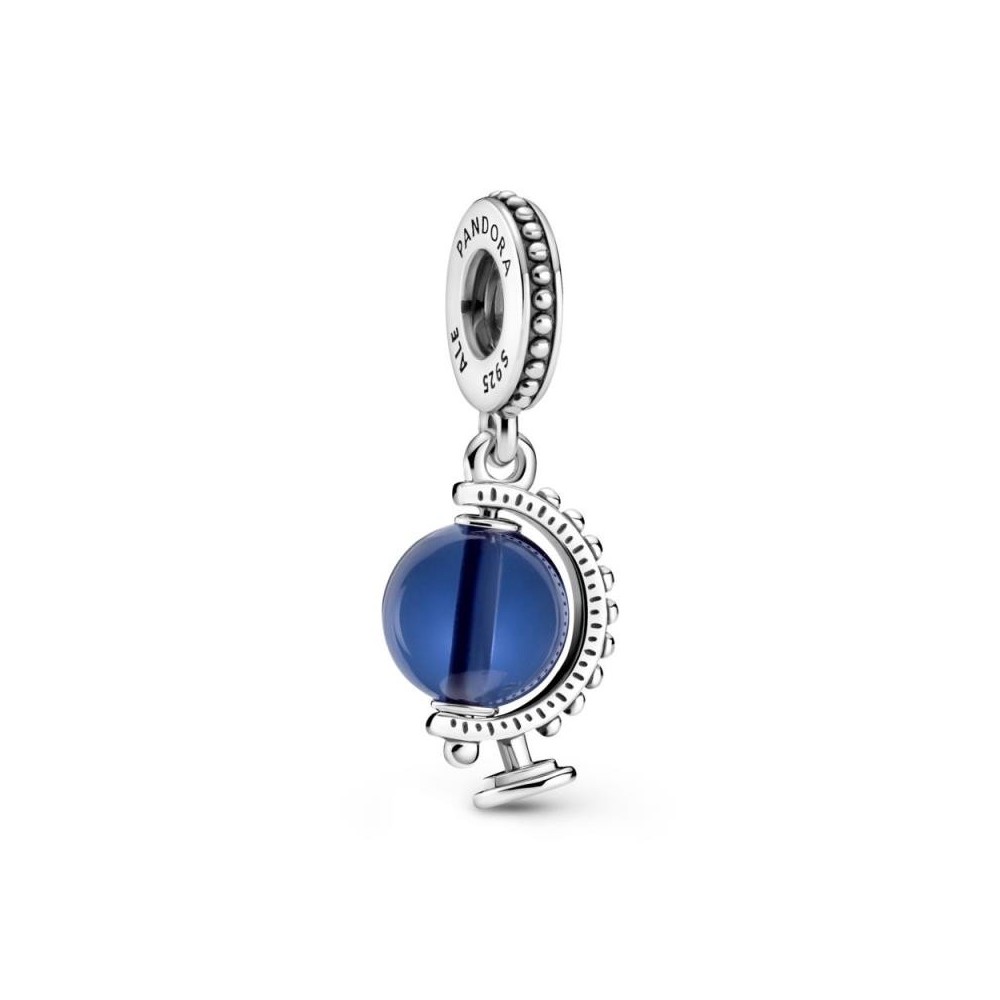 Charm Pandora de plata colgante Globo con cristal azul claro
