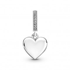 Charm corazón de plata de ley con circonita cúbica transparente que se puede abrir