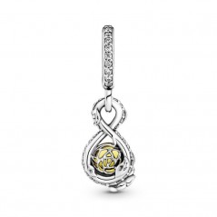 399525C01 - Charm Pandora colgante Disney Belle Infinity y rosa de plata de ley con cristal amarillo azufre y circonita cúbica t