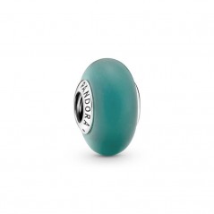 799555C00 - Charm Pandora de plata de ley con vidrio Murano verde helado