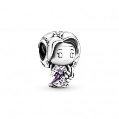 799498C01 - Charm Pandora Disney Rapunzel de plata de ley con esmalte lila y lavanda en brillo