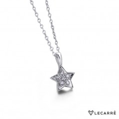Cadena oro blanco 18K con ColganteS Estrella diamantes 0,020 quilates HSI