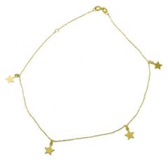 RR-4597T - Tobillera oro 18k con estrellas 6 mm lisas 