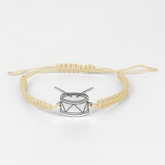 PER-995 - Pulsera de macramé motivo "Tambor" en plata de ley