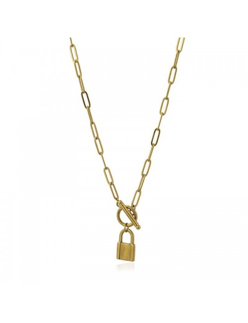 Collar ANARTXY cadena ovalada con candado dorado