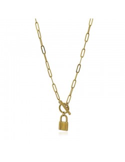 Collar ANARTXY cadena ovalada con candado dorado