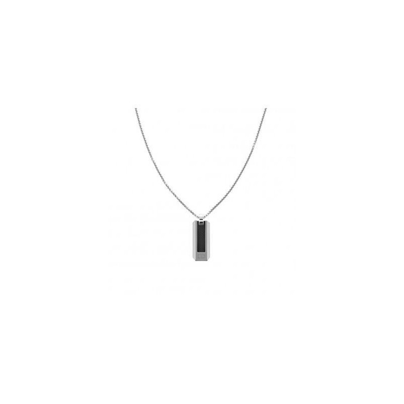 Collar Tommy Hilfiger de acero rectangular con detalle de fibra de carbono negro