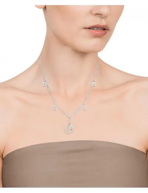 Collar Viceroy Fashion con eslabones de acero y perlas para mujer