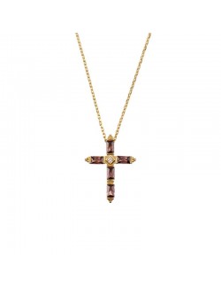 Collar AGATHA PARIS bañado en oro en forma de cruz
