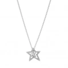 Collar de palta de ley Estrella Asimétrica en Pavé largo 45 cm