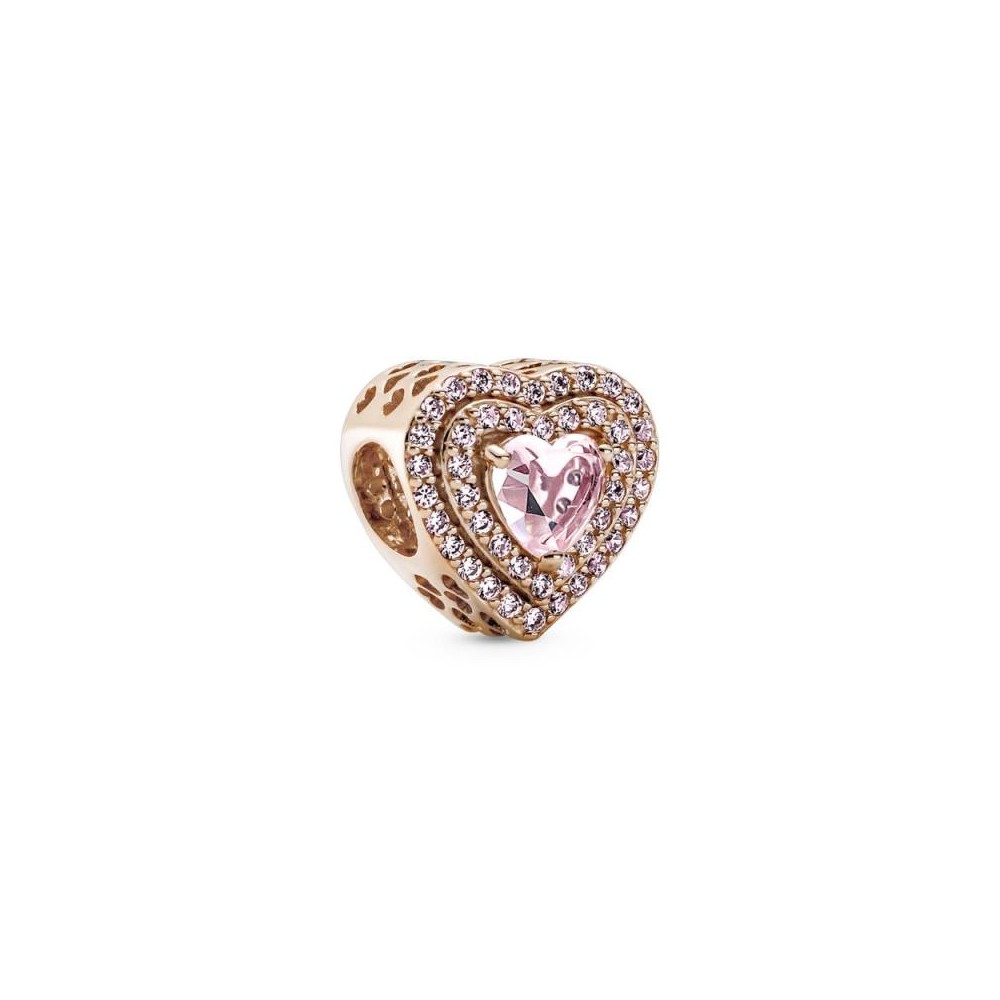 Charm con recubrimiento en oro rosa de 14k Corazón Nivelado Brillante