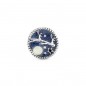 Charm de plata de ley Santa & el Reno con esmalte blanco brillante y azul medianoche