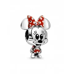 Charm de plata de ley de Minnie de Disney con esmalte rojo y negro