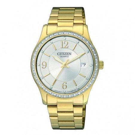 EV0042-53A - Reloj CITIZEN de Mujer.  brazalete de acero chapado de color dorado. Esfera redon