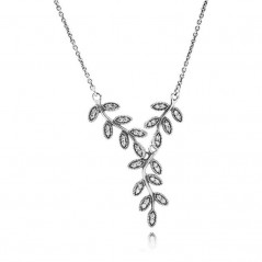 PA590414CZ-45 - Collar Pandora de plata de ley con circonitas. Hojas