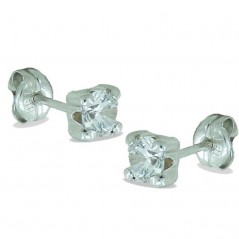 RR-3074B - Pendientes de oro blanco con circonitas engastadas en garra 