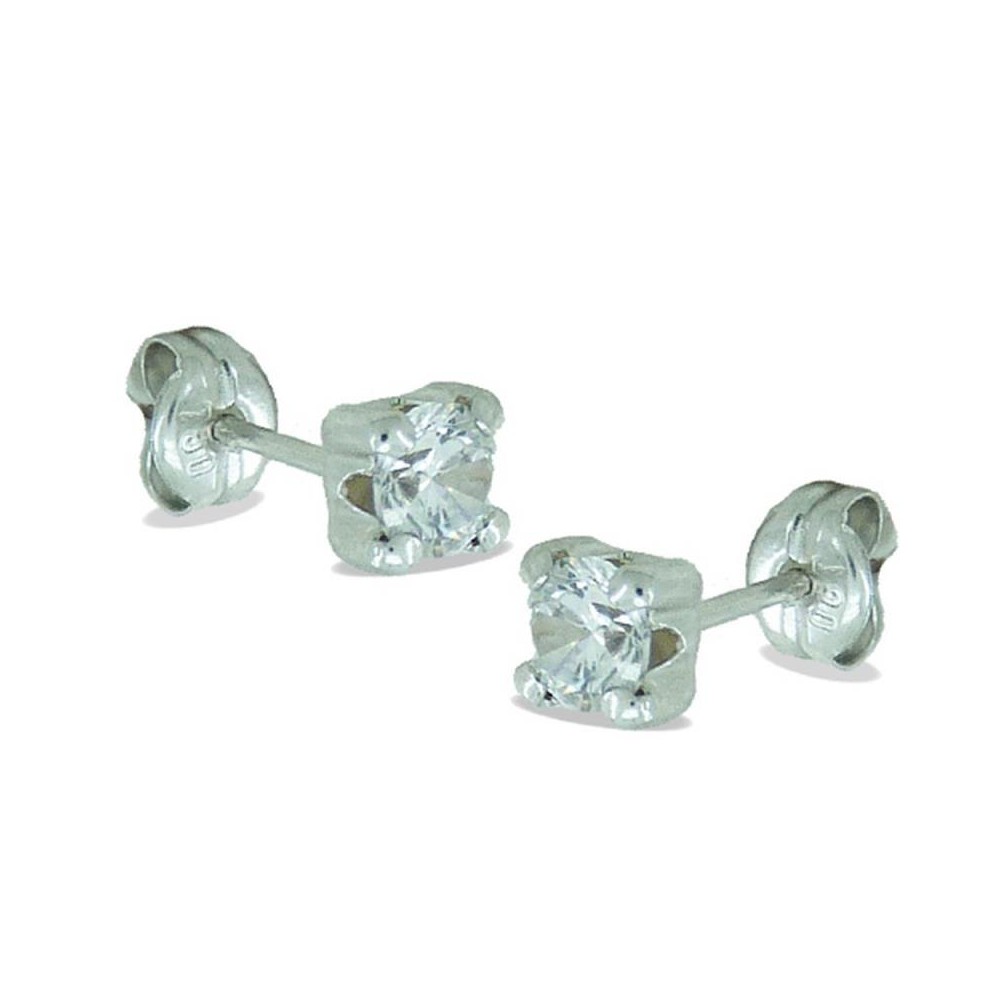 RR-3074B - Pendientes de oro blanco con circonitas engastadas en garra 