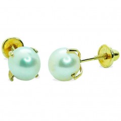 Pendientes de oro con perla de 6mm