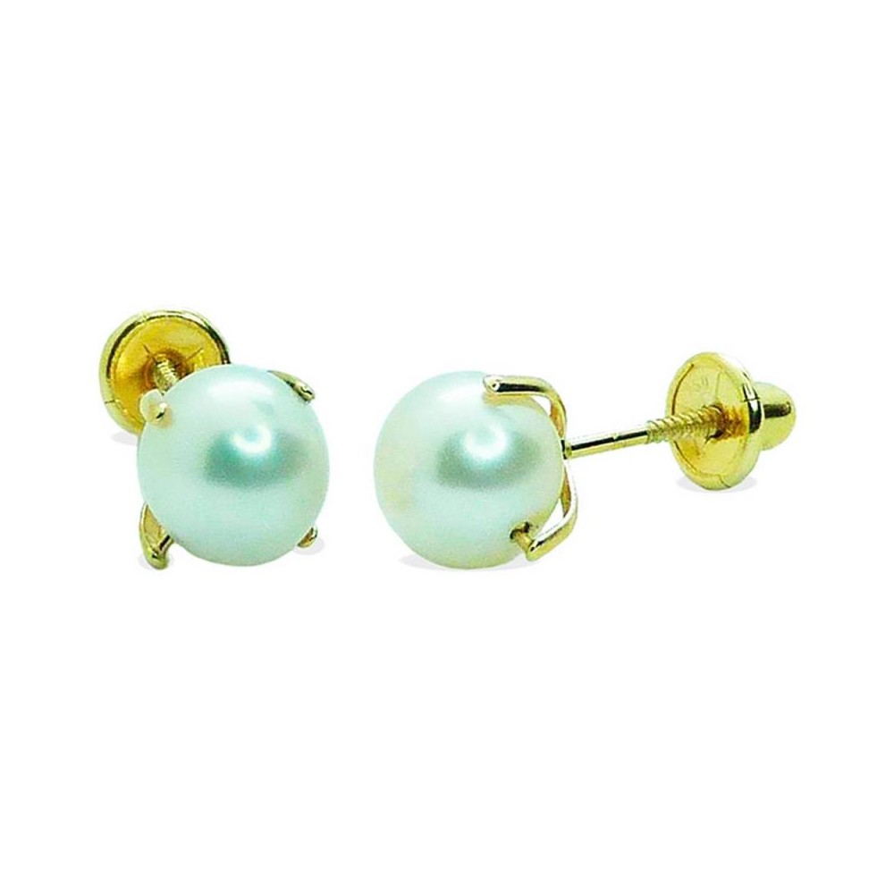 7862/1 - Pendientes de oro con perla de 6mm