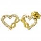 RR-5325 - Pendientes de oro para comunión en forma de corazón con infinito